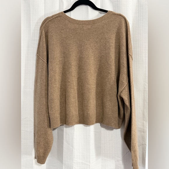 Anthropology Pilcro Woman’s Brown Cropped Crewneck 100% Cashmere Sweater.Size XL - Picture 3 of 5